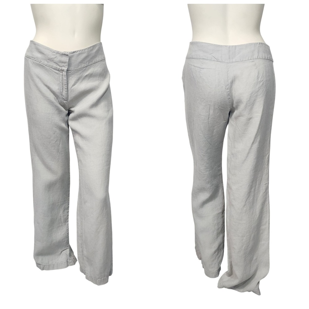Eileen‎ Fisher Linen Pants Women 8 Gray Wide Leg Minimalist Casual coastal